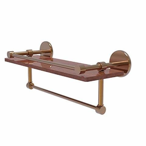 Allied Precision Industries Allied Brass P1000-1Tb-16-Gal-Irw Prestige Skyline Collection 16 Inch Ipe Ironwood Gallery Rail And Towel Bar Wood Shelf