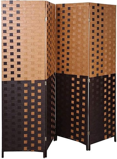 Generic Aft Plastic &amp; Bamboo Foldable Room Divider - Brown