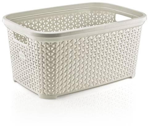 Hobby Life Laundry Basket Rattan Rectangle Design Ivory 50 Ltrs.