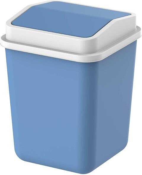 Doreen Plastic Swivel Trash Bin with Detachable Swinging Lid, Sky Blue, 15 Liters(GC1239A)