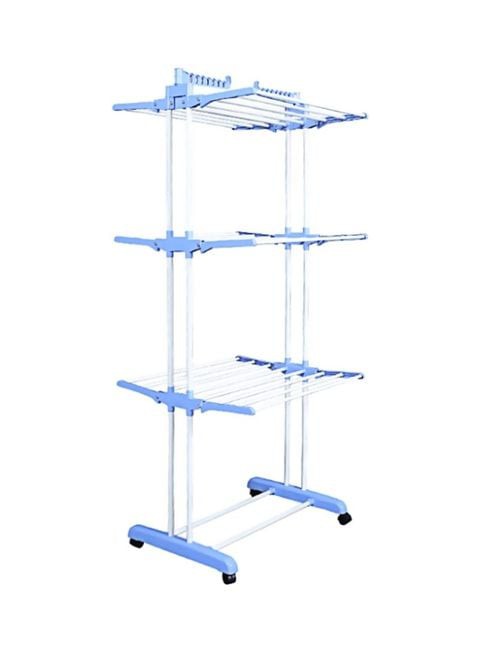 Generic Foldable Clothes Drying Rack White/Blue 64X168X50cm