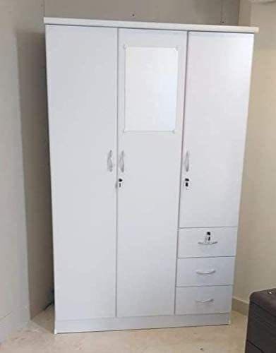 Generic Wooden 3 Door Lock Cabinet, White, W120Cm X H190Cm X D50Cm