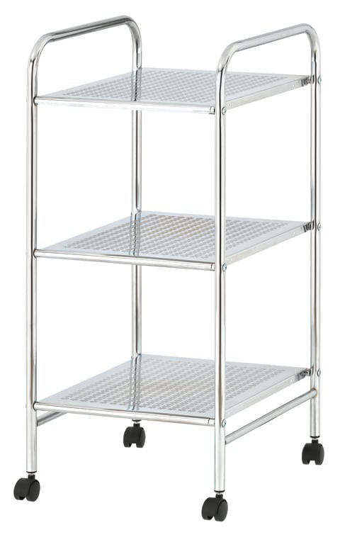 Zenments, 3-Tier Metal Shelf Trolley, Chrome, 32Wx36.5Dx71H cm, HTC-ZEN-263