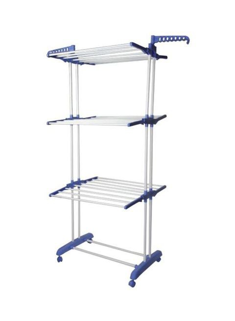 Leostar Three Layer Clothes Rack Hanger With Wheels White/Blue