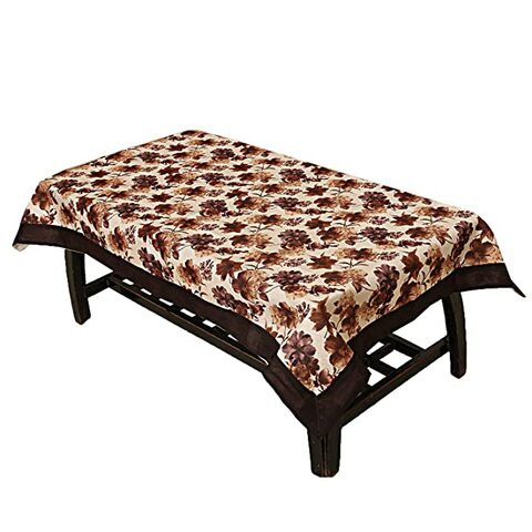 Kuber Industries Leaf Design Cotton 4 Seater Centre Table Cover - White (CTKTC01193)