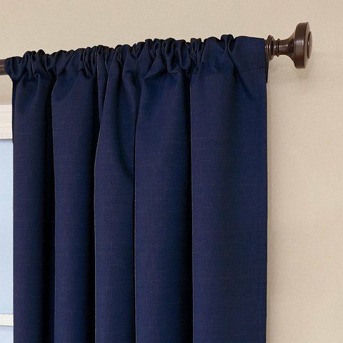 ECLIPSE Kendall Thermal Insulated Single Panel Rod Pocket Darkening Curtains for Living Room, 42&quot; x 84&quot;, Denim