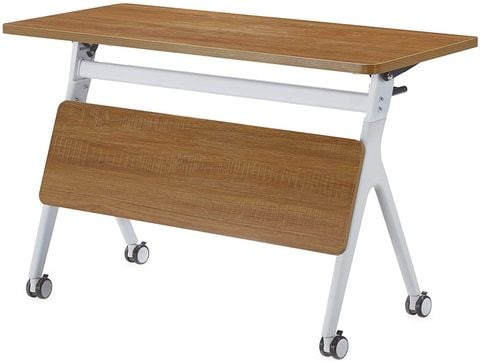 ECVV Flipper Training Table,Nesting Folding Desk With Casters For Business Office,One-Touch Flip Mechanism And Modesty Panel, Wood, Rectangular, 47&quot; L X 21.6&quot; W X 30&quot; H