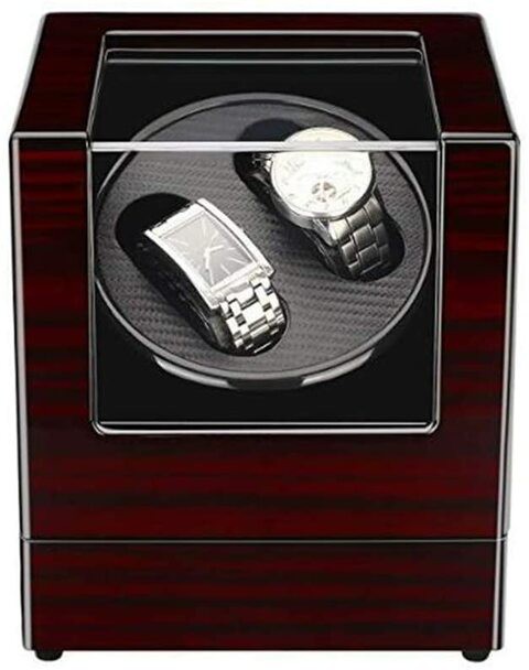 Doreen Double Automatic Watch Winder, Wood Turning Double Watch Display Storage Box Case（GC1167A）