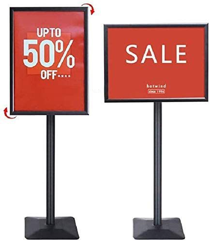 ZL Pedestal Sign Holder Vertical Billboard A3 Floor Standing - Heavy Square Base