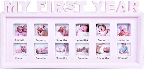 Jmd My First Year Frame Baby Picture Keepsake Frame For Photo Memories Pink