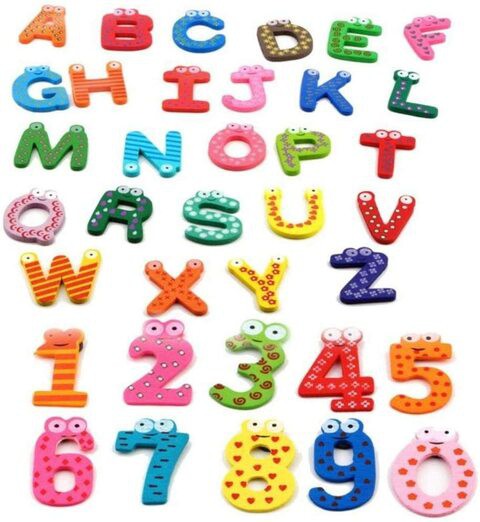 Generic 26 Letters And 10 Numbers Wooden Fridge Magnets