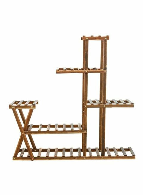 East Lady Multi-Layer Plant Stand Shelves Brown 95x25x95cm