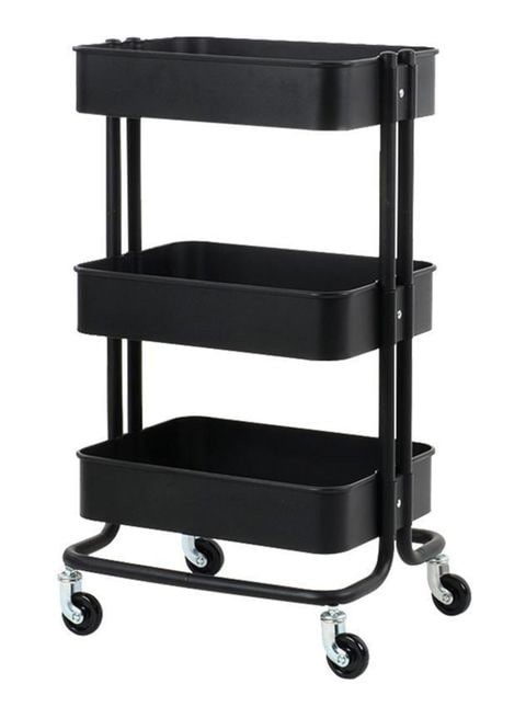 Worlkto 3-Tier Utility Cart Storage Rack With Wheels Black