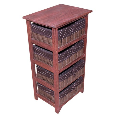 Ling Wei - Retro old style Creative Home Antique Decoration Classic Decor Wooden Cabinet With Baskets Brown