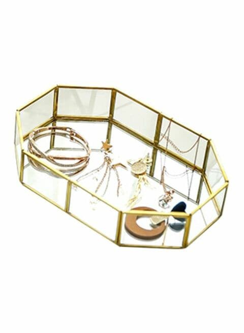 East Lady Glass Makeup Organizer Tray Gold/Clear 20x14.2x4.5cm