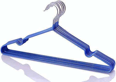 ZL Adult Non-Slip Metal Shirt Trouser Hook Hangers Coat Hanger Blue,10Pcs