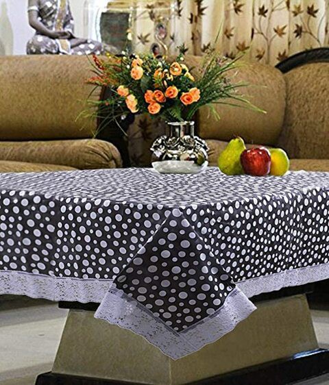 Kuber Industries PVC 4 Seater Transparent Centre Table Cover - White