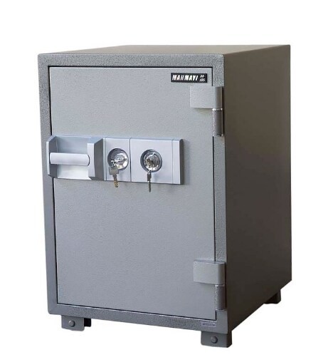 Mahmayi Secure 105 Fire Safe With 2 Key Locks And Shelves Compartment Fireproof &amp; Waterproof, Heavy Duty Box - (Grey)