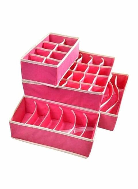 Generic - 4 Set Drawer Dividers Closet Organizers Bra Clothing Underwear Storage Boxes In Red