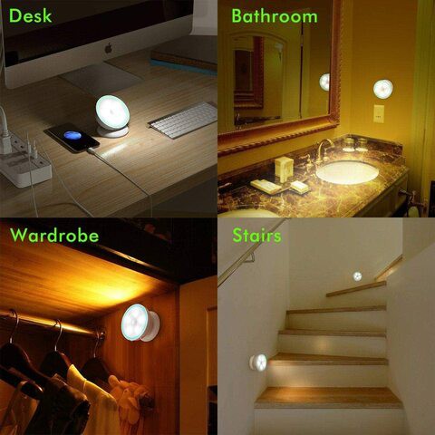 Generic Motion Sensor Warm White Night Light, Adjustable Lights With 360 Degree Rotation Magnetic Base Lighting For Closet Bedroom Hallway Bathroom