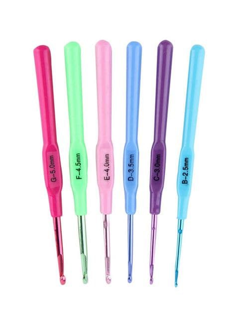 Generic 6-Piece Needlework Crochet Hooks Zk35800 Blue/Red/Green