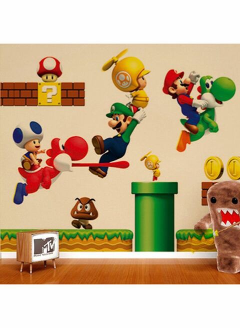 Dada Home Polyvinyl Chloride Printed Super Mario Wall Sticker Multicolour