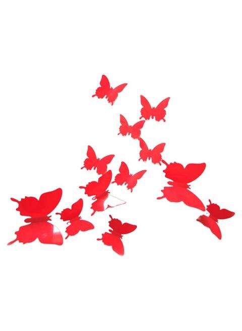 Generic Mural Simulation 3D Butterfly Stereoscopic Curtain Wall Sticker Red