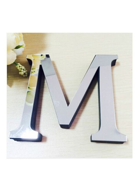 Generic 2-Piece 3D Mirror English Letter M Wall Sticker Set Silver 20 X 5 X 10cm