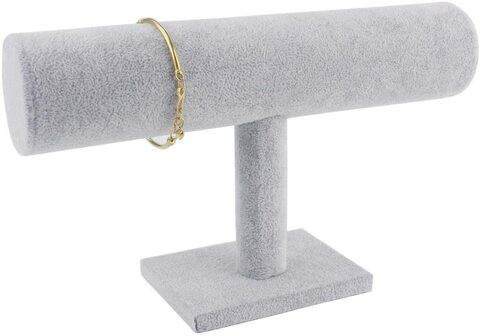 Generic Grey Velvet T-Bar Bracelet Necklace Jewelry Display Stand/Holder