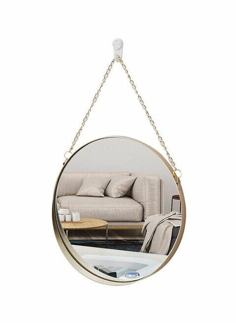 East Lady Round Wall Hanging Mirror Gold/Clear 25x38cm