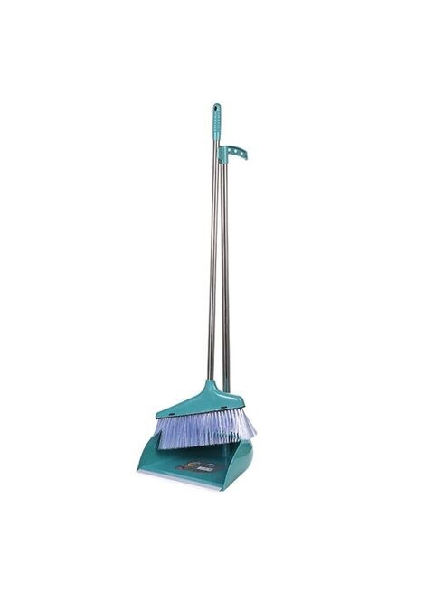 Goldedge Broom And Dust Pan Set Green 30cm