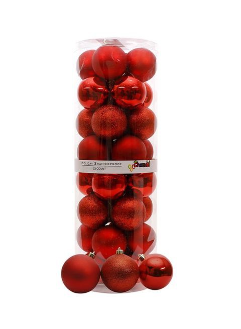 Generic - 32-Piece Christmas Decorative Ball Set Red