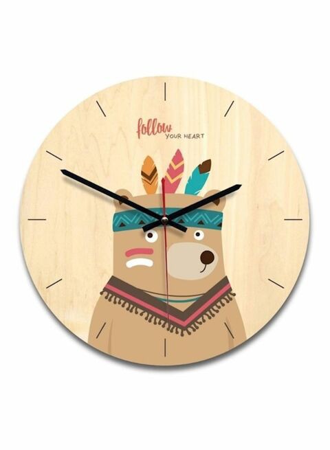 Generic Wooden Creative Wall Clock Multicolour 11inch