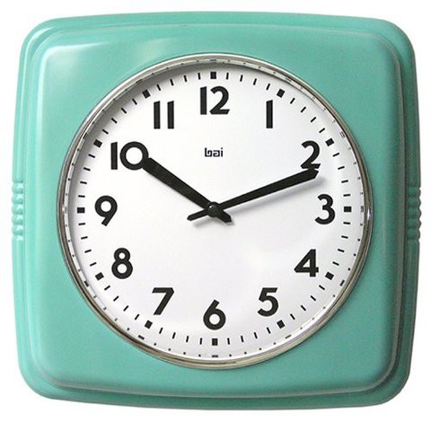 Bai Square Retro Wall Clock, Turquoise - 750.Tu