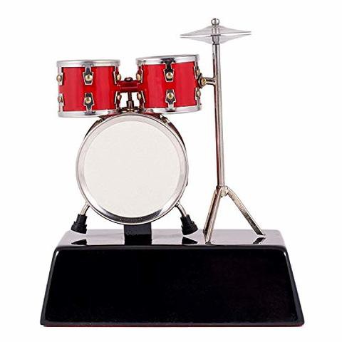 Broadway Gift Red Drum Set Music Instrument Miniature Replica On Stand - Size 3 In.,Multicolor