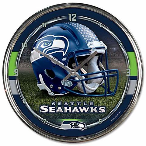 WinCraft Nfl Football Team Chrome Wall Clock , Seattle Seahawks , 12-Inch