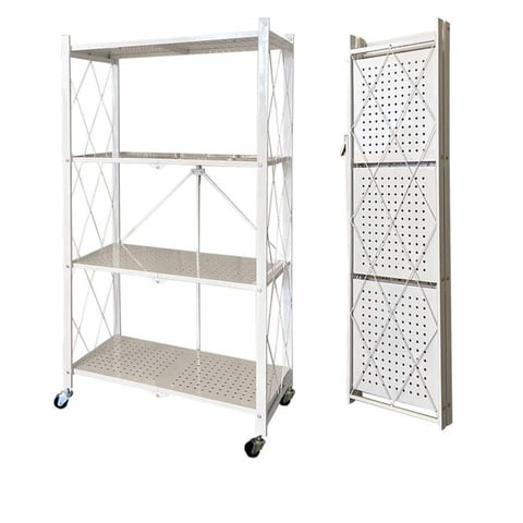 4-Tire Kitchen Microwave Racks Shelving Storage Unit Foldable Racks White