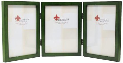 Lawrence Frames Collection Hinged Triple Wood Picture Frame Gallery, 5 By 7-Inch, Green