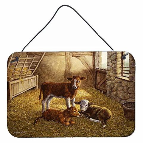 Caroline&#39;s Treasures Bdba0179Ds812 Cows Calves In The Barn Wall Or Door Hanging Prints, 8X12, Multicolor