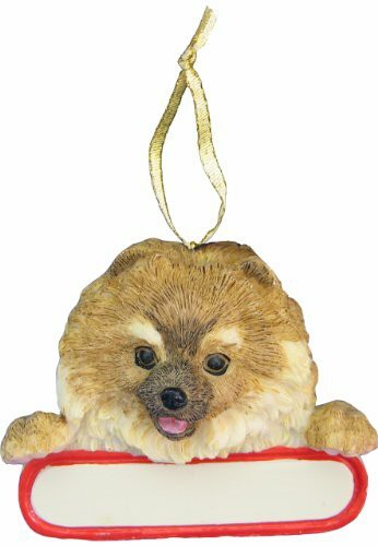 E&amp;S Pets Pomeranian Ornament Red Santa&#39;s Pals With Personalized Name Plate A Great Gift For Pomeranian Lovers