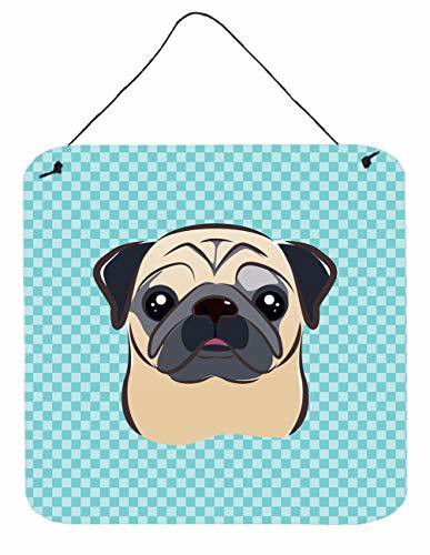 Caroline&#39;s Treasures Bb1200Ds66 Checkerboard Blue Fawn Pug Wall Or Door Hanging Prints, 6X6, Multicolor