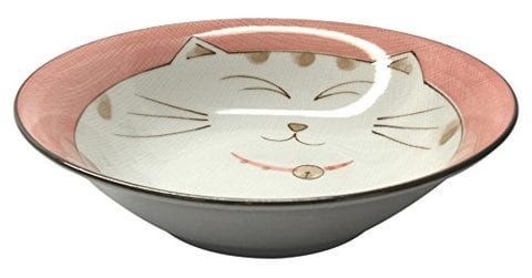 Japanbargain 2479, Japanese Porcelain Shallow Soup Bowl For Dinner Lunch Rice Poke Donburi Udon Ramen Noodle Pasta Cereal Maneki Neko Lucky Cat Patter