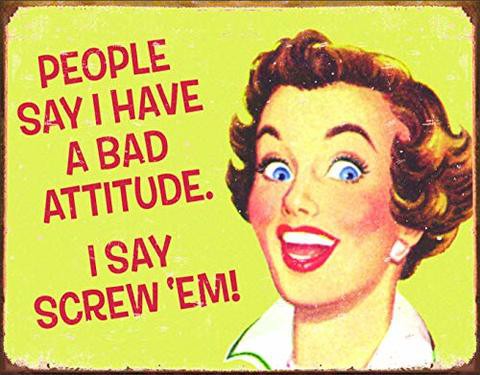 Desperate Enterprises Ephemera - Bad Attitude Tin Sign, 16&quot; W X 12.5&quot; H