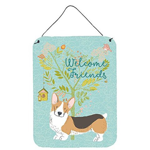 Caroline&#39;s Treasures Bb7609Ds1216 Welcome Friends Pembroke Welsh Corgi Tricolor Wall Or Door Hanging Prints, 12X16, Multicolor