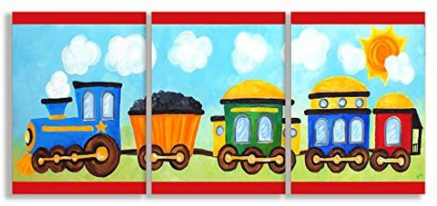 The Kids Room By Stupell Choo Choo Train In The Sun 3-Pc. Rectangle Wall Plaque Set, 11 X 0.5 X 15, Proudly Made In Usa