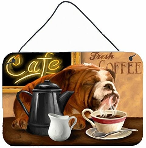 Caroline&#39;s Treasures Ptw2061Ds812 English Bulldog Morning Coffee Wall Or Door Hanging Prints, 8X12, Multicolor