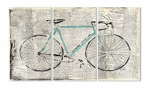 The Stupell Home Decor Collection Stupell Home D Cor Bicycle On Newsprint 3-Piece Triptych Wall Plaque Set, 11 X 0.5 X 17, Proudly Made In Usa