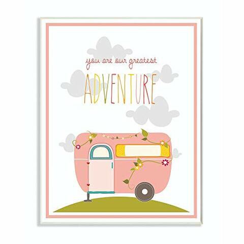 The Kids Room By Stupell You Are Our Greatest Adventure Art Wall Plaque, Pink/Gray, 11 X 0.5 X 15, Proudly Made In Usa