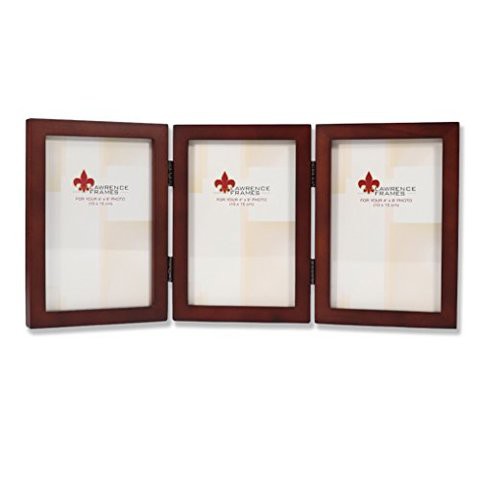 Lawrence Frames 755946T Espresso Wood Hinged Triple Picture Frame, 4 By 6-Inch