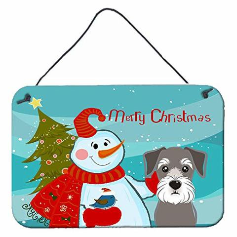 Caroline&#39;s Treasures Bb1826Ds812 Snowman With Schnauzer Wall Or Door Hanging Prints, 8X12, Multicolor